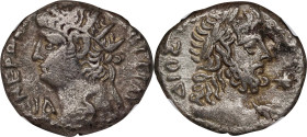 NERO, A.D. 54-68. Egypt. Alexandria. BI Tetradrachm, Year 14 (A.D. 67/8). NGC Ch F.

RPC-5313; Dattari-257. Obverse: Radiate bust of Nero left; Reve...