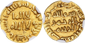 ISLAMIC KINGDOMS. Umayyad Caliphate. 1/3 Dinar, AH 94 (712/13). [Damascus (Dimashq) Mint]. Al-Walid I. NGC AU Details--Graffiti.

A-127B (R). Weight...