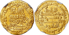 ISLAMIC KINGDOMS. Abbasid Caliphate. Dinar, AH 196 (811/12). Cairo (Misr) Mint. Al-Ma'mun. NGC EF-45.

A-222.2 (S). Weight: 4.02 gms. Citing Lil-Kha...