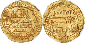 ISLAMIC KINGDOMS. Abbasid Caliphate. Dinar, AH 201 (816/17). Cairo (Misr) Mint. Al-Ma'mun. NGC Unc Details--Reverse Graffiti, Clipped.

A-222.6 (S)....