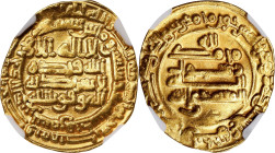 ISLAMIC KINGDOMS. Abbasid Caliphate. Dinar, AH 273 (886/87). Samarqand Mint. Al-Mu'tamid. NGC AU Details--Cleaned.

A-239.5 (S). Weight: 4.29 gms. D...