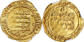 ISLAMIC KINGDOMS. Abbasid Caliphate. Dinar, AH 322 (933/34). Tustarmin al-Ahwaz. Al-Qahir. NGC Unc Details--Cleaned.

A-252 (R). Weight: 4.31 gms. A...