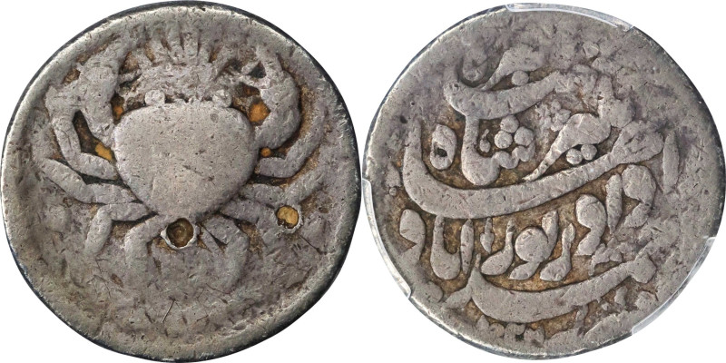 INDIA. Mughal Empire. Cancer Zodiac Rupee, AH 1027 Year 13 (1618). Ahmadabad Min...