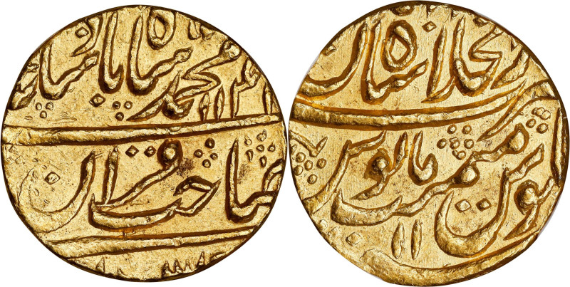 INDIA. Mughal Empire. Mohur, AH 1141 Year 11 (1728/29). Delhi (Shahjahanabad) Mi...