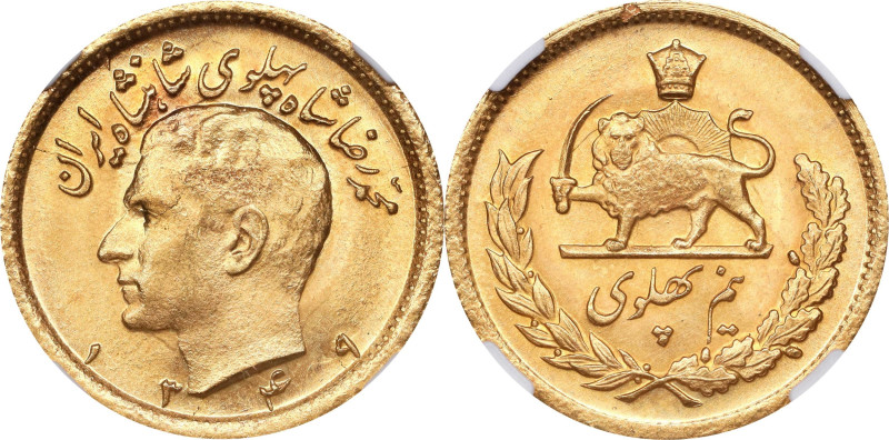 IRAN. 1/2 Pahlavi, SH 1349 (1970). Tehran Mint. Mohammad Reza Pahlavi. NGC MS-66...