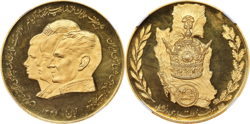 IRAN. Coronation of Mohammad Reza Pahlavi Gold Medal, SH 1346 (1967). Tehran Min...