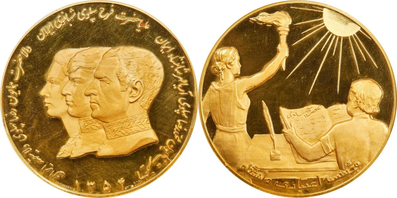 IRAN. Three Generations of the Pahlavi Dynasty Gold Medal, SH 1354 (1975). Tehra...