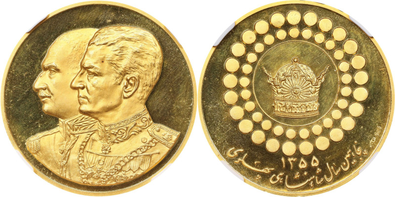 IRAN. Golden Jubilee of Mohammad Reza Pahlavi Gold Medal, SH 1355 (1976). Tehran...