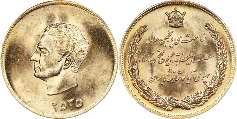 IRAN. Golden Jubilee of Mohammad Reza Pahlavi's Reign Gold Medal, MS 2535 (1976)...