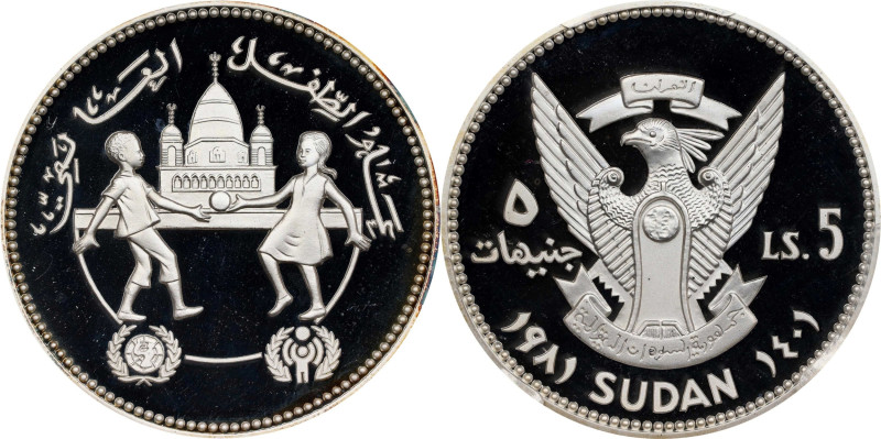 SUDAN. Silver 5 Pounds Piefort, AH 1401/1981. International Year of the Child. P...