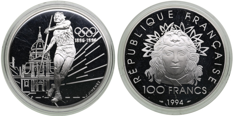 France, Fifth Republic (Paris) 100 Francs 1994 - Javelin - 100th Anniversary of ...