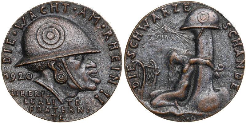 Germany Cast Bronze Medal 1920 - The Watch on the Rhine
45.94g. 52mm. AU/AU. Obv...