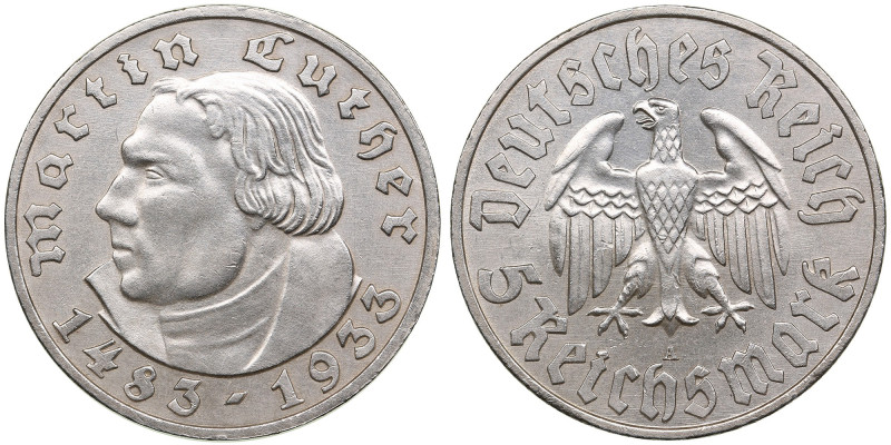 Germany, Third Reich (Berlin) 5 Reichsmark 1933 A - Martin Luther
13.94g. XF/AU....