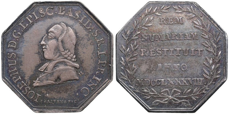 Switzerland (Basel) Silver Octagonal Medal 1788 - To the reopening of the mint i...