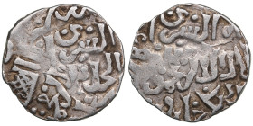 Juchid, Golden Horde (Sarai al-Jadida) AR Dirham AH 745 (1344-45) – Jani Beg Khan (AH 742-758 / 1341-1357 AD)
1.55g. 17mm. VF/VF.Khan's name with nisb...