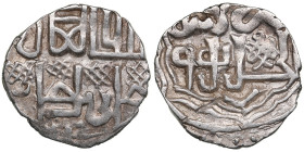 Juchid, Golden Horde (Sarai al-Jadida) AR Dirham AH 74[8] (1347-48) – Jani Beg Khan (AH 742-758 / 1341-1357 AD)
1.51g. 16mm. AU/AU.Album 2027.