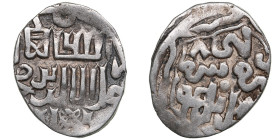 Juchid, Golden Horde (Sarai al-Jadida) AR Dirham AH 748 (1347-48) – Jani Beg Khan (AH 742-758 / 1341-1357 AD)
1.49g. 17mm. VF/VF.Khan's name with nisb...