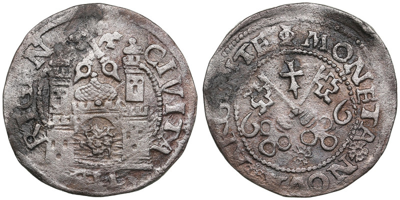 Riga Free City (Poland) Ferding 1566
2.79g. VF/VF. Haljak 897.