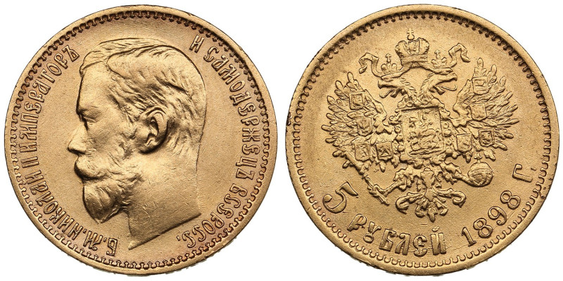 Russia 5 Roubles 1898 AГ - Nicholas II (1894-1917)
4.27g. Au 0.900. XF/AU. An at...