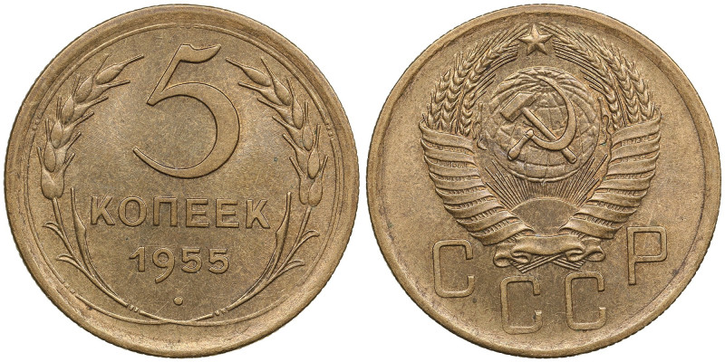 Russia (USSR) 5 Kopecks 1955
4.74g. UNC/UNC. Beautiful mint state specimen. Fedo...