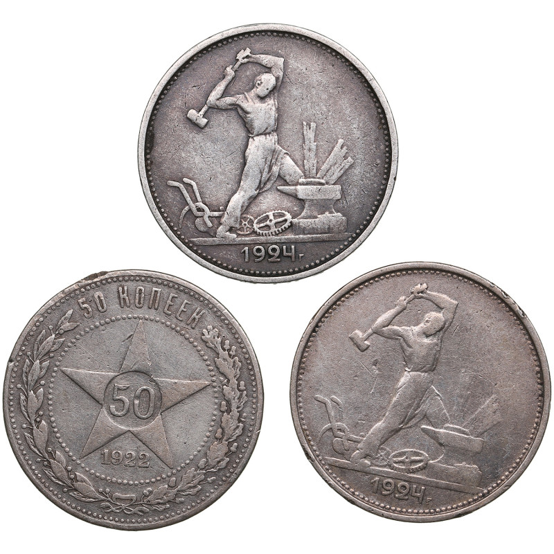 Group of Russian (USSR) 50 Kopecks (3)
Various condition. Included: 1922, 1924 (...