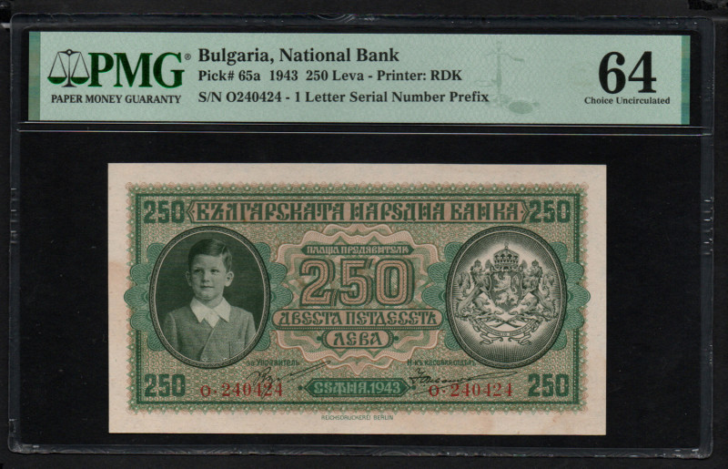 Bulgaria 250 Leva 1943 - PMG 64 Choice Uncirculated
Bulgaria, National Bank. Pic...