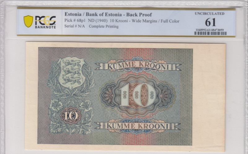 Estonia 10 Krooni (1940) - Back Proof - PCGS 61 UNCIRCULATED
The highest graded ...