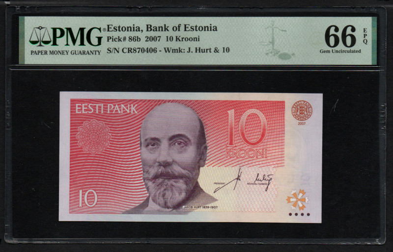 Estonia 10 Krooni 2007 - PMG 66 EPQ Gem Uncirculated
Estonia, Bank of Estonia, P...