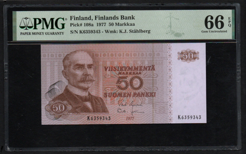 Finland 50 Markkaa 1977 - PMG 66 EPQ Gem Uncirculated
Finland, Finlands Bank, Pi...