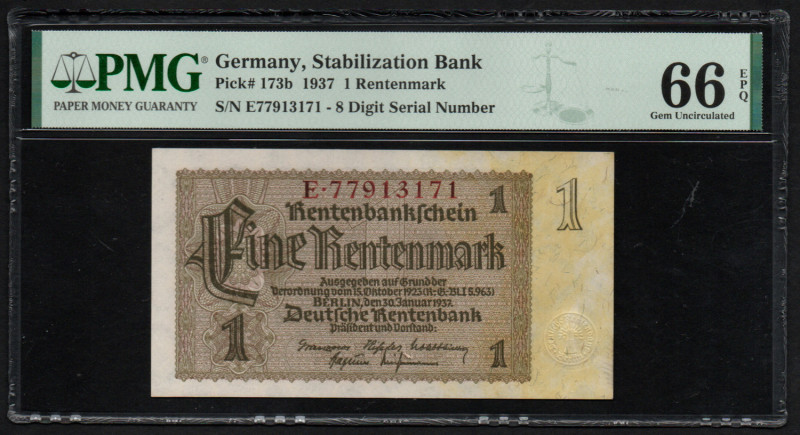 Germany 1 Rentenmark 1937 - PMG 66 EPQ Gem Uncirculated
Germany/ Stabilization B...