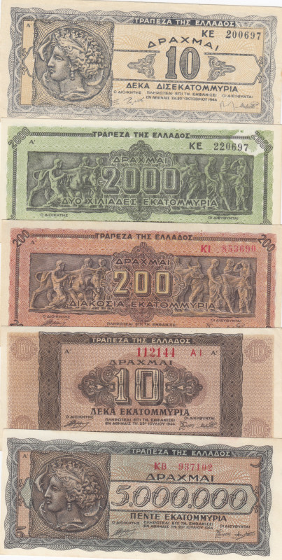 Group of Greece Banknotes (10)
Various.