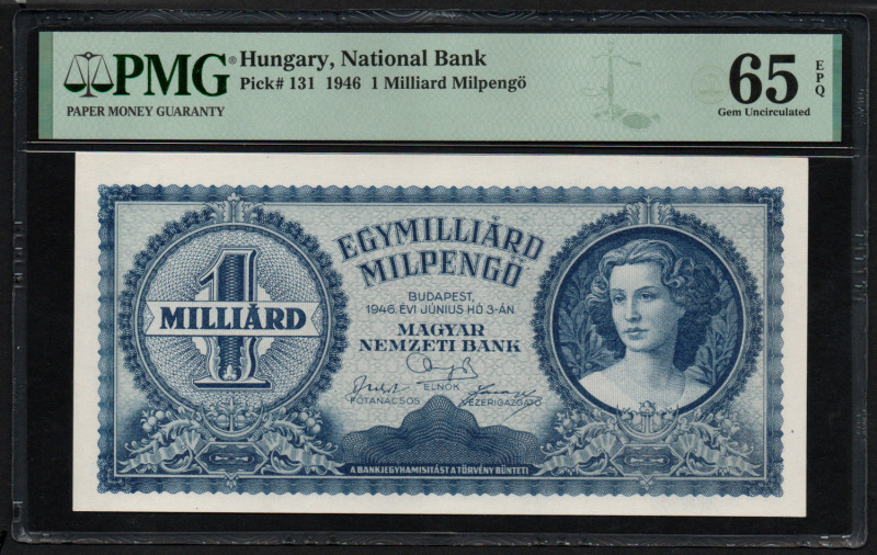 Hungary 1 Milliard Milppengo 1946 - PMG 65 EPQ Gem Uncirculated
Hungary, Nationa...