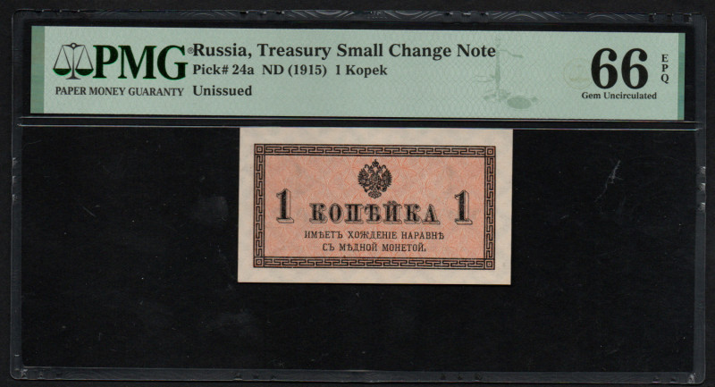 Russia 1 Kopek 1915 - PMG 66 EPQ Gem Uncirculated
Russia, Treasury Small Change ...