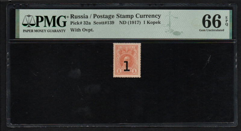 Russia 1 Kopek 1917 - PMG 66 EPQ Gem Uncirculated
Russia/ Postage Stamp Currency...