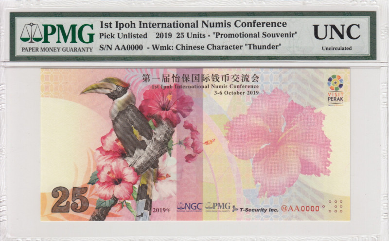 1st Ipoh International Numis Conference 25 Units 2019 - PMG UNC
Pick -. S/N AA00...