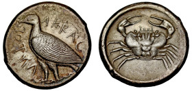 † Sicily, Akragas, silver Tetradrachm, c. 465-446 BC, AKRAC - ANTOΣ in part retrograde, eagle standing left, rev. crab, 17.01g, 8h (SNG ANS 972-4; SNG...