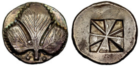† Sicily, Selinos, silver Didrachm, c. 540-515 BC, selinon leaf, pellets flanking stem, rev. incuse square, divided into ten segments, six of which ar...