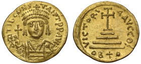 Tiberius II Constantine (578 –582), gold Lightweight Solidus of 22 Siliquae, Theoupolis (Antioch), ∂m Tib CONS-TANT P P AVI, crowned and cuirassed bus...