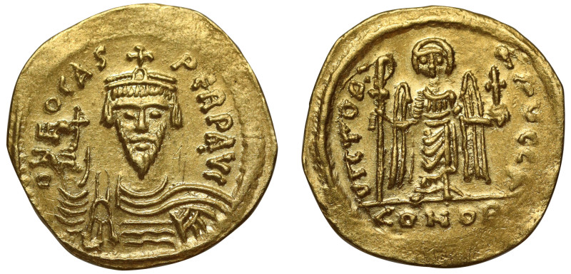 Phocas (602 – 610), gold Solidus, Constantinople, officina A, ON FOCAS PERP ẠVC,...