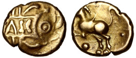 Ancient British, Catuvellauni, Tasciovanus Verlamion, gold Quarter-Stater, [T]ASC on panel on vertical wreath, rev. Pegasus left, 1.33g (ABC 2601; BMC...