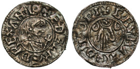 Aethelred II (978-1016), silver Penny, Benediction hand type (c.991), Winchester Mint, moneyer Brihtnoth, diademed bust right with sceptre, Latin lege...