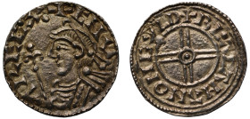 Canute (1016-35), silver short cross Penny (1029-35), Guildford Mint, moneyer Blacaman, diademed bust left with sceptre, pellet on sceptre handle, leg...