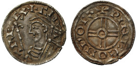 Canute (1016-35),silver short cross Penny (1029-35), Warminster Mint, moneyer Winegod, diademed bust left with sceptre, legend surrounding commencing ...