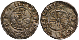 William II (1087-1100), silver Penny, two stars / voided cross type (1092-95?), Southwark Mint, moneyer Wulfgar, facing crowned bust to edge of coin, ...