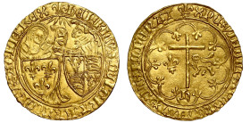 Henry VI, King of England and France (1422-53), gold Salut d'Or, St Lô Mint, second issue from 6th September 1423, figures of Virgin Mary and Angel Ga...