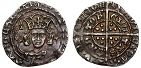 Edward IV (First reign, 1461-1470), Silver Halfgroat, Canterbury [Episcopal], facing crowned bust within double arcs of tressure, Archbishop Bourchier...
