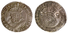 Henry VIII (1509-47), debased silver Testoon, Tower Mint, third coinage (1544-47), facing crowned bust of King in ruff, Latin legend and beaded border...