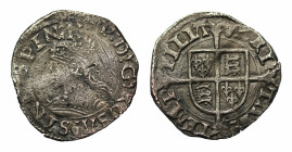 Mary Tudor (1553-54), silver portrait Penny, Tower Mint London, first type, crowned bust left with pearl earring and necklace, linear and beaded circl...