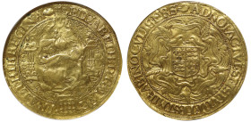 Elizabeth I (1558-1603), fine gold Sovereign of Thirty Shillings, sixth issue (1583-1600), full facing robed figure of Queen seated on large throne, l...