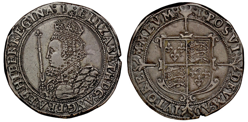 Elizabeth I (1558-1603), silver Halfcrown, seventh issue (1601-02), crowned orna...